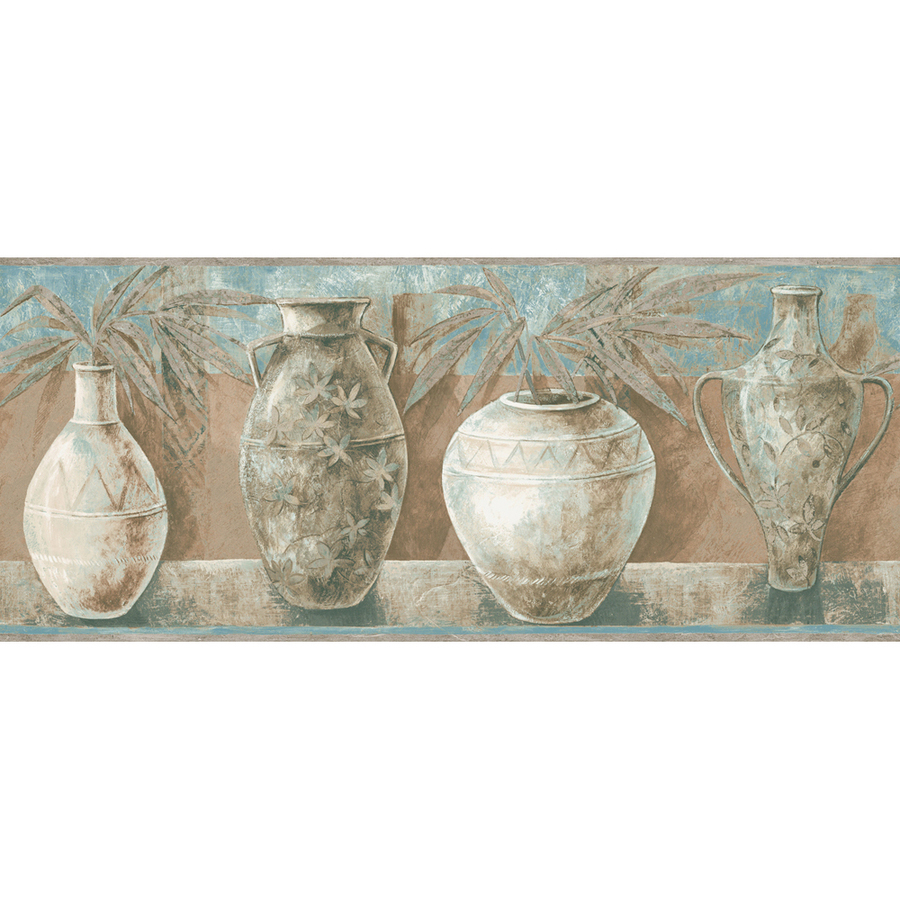Free download Blue And Tan Ethnic Vases Prepasted Wallpaper Border at