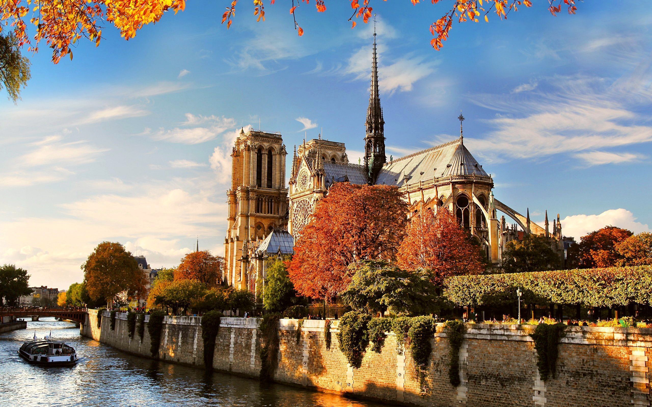 Medieval Notre Dame Cathedral Paris France Desktop Wallpaper