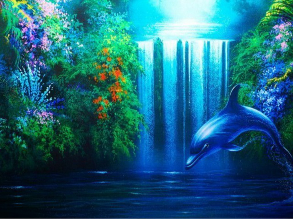 Dolphin The Waterfall Wallpaper Full HD