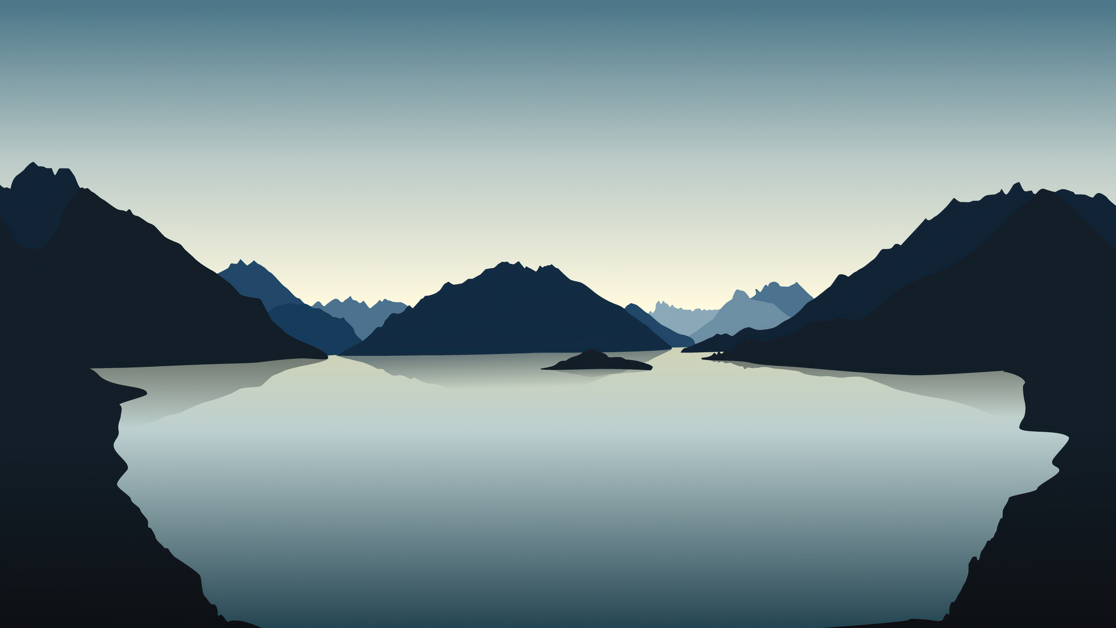 Vector Landscape Reflection Mountains 4k Laptop HD Wallpaper Image