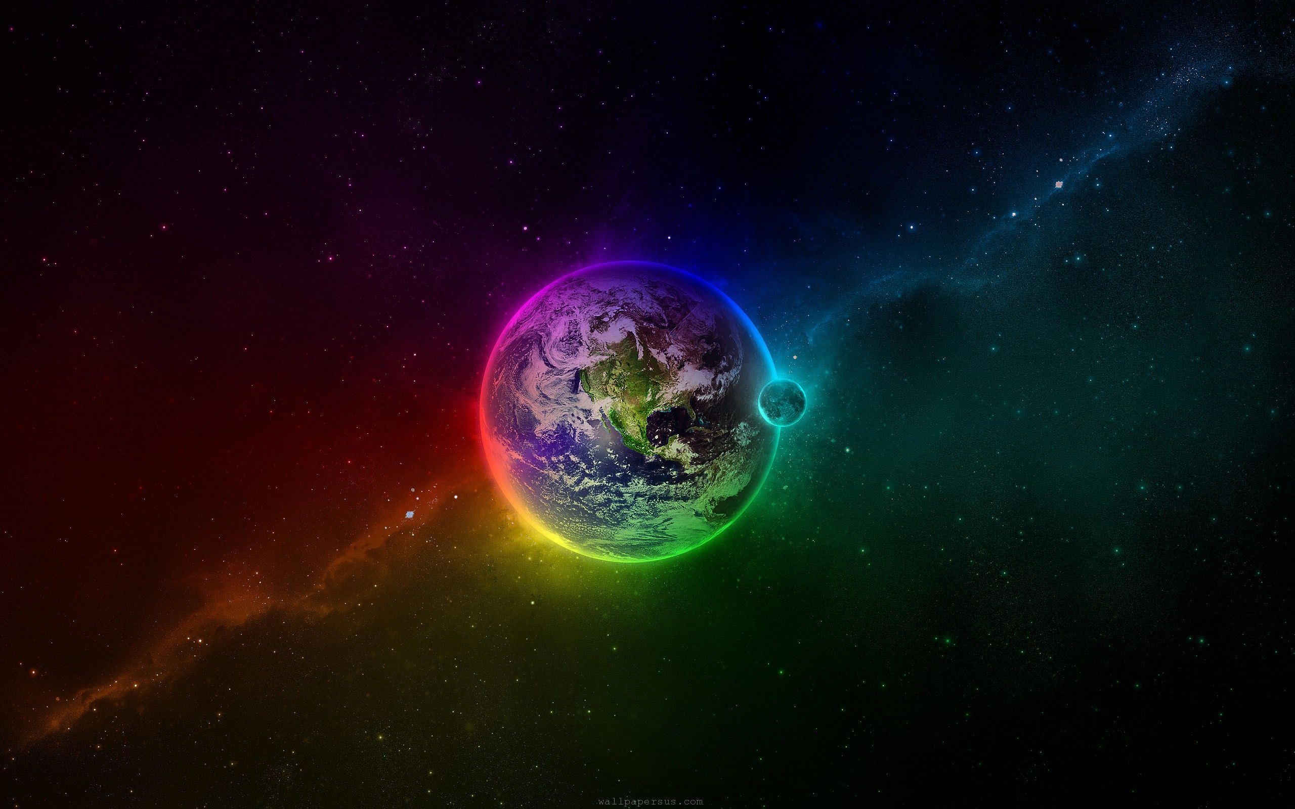 Rainbow Wrist Corsage Big Earth Background HD Wallpaper