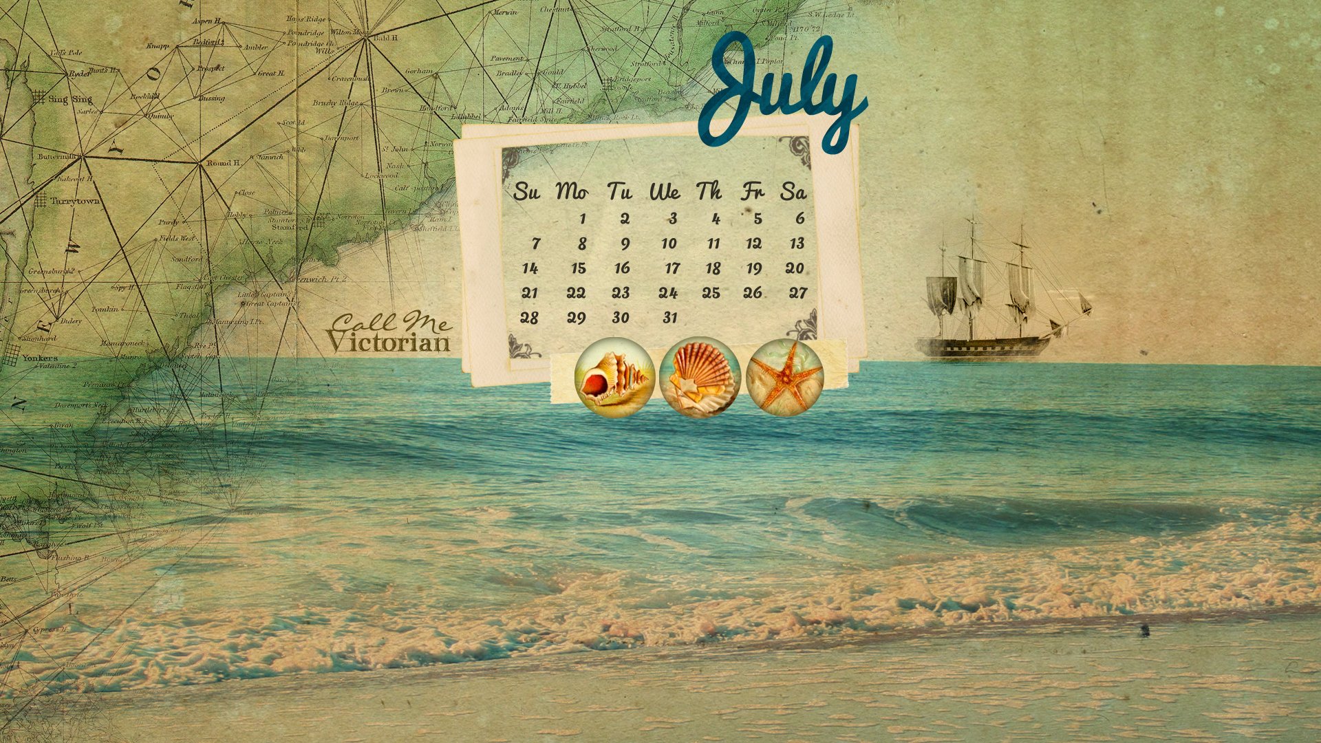 July 2013 Desktop Calendar Wallpaper Call Me Victorian 1920x1080
