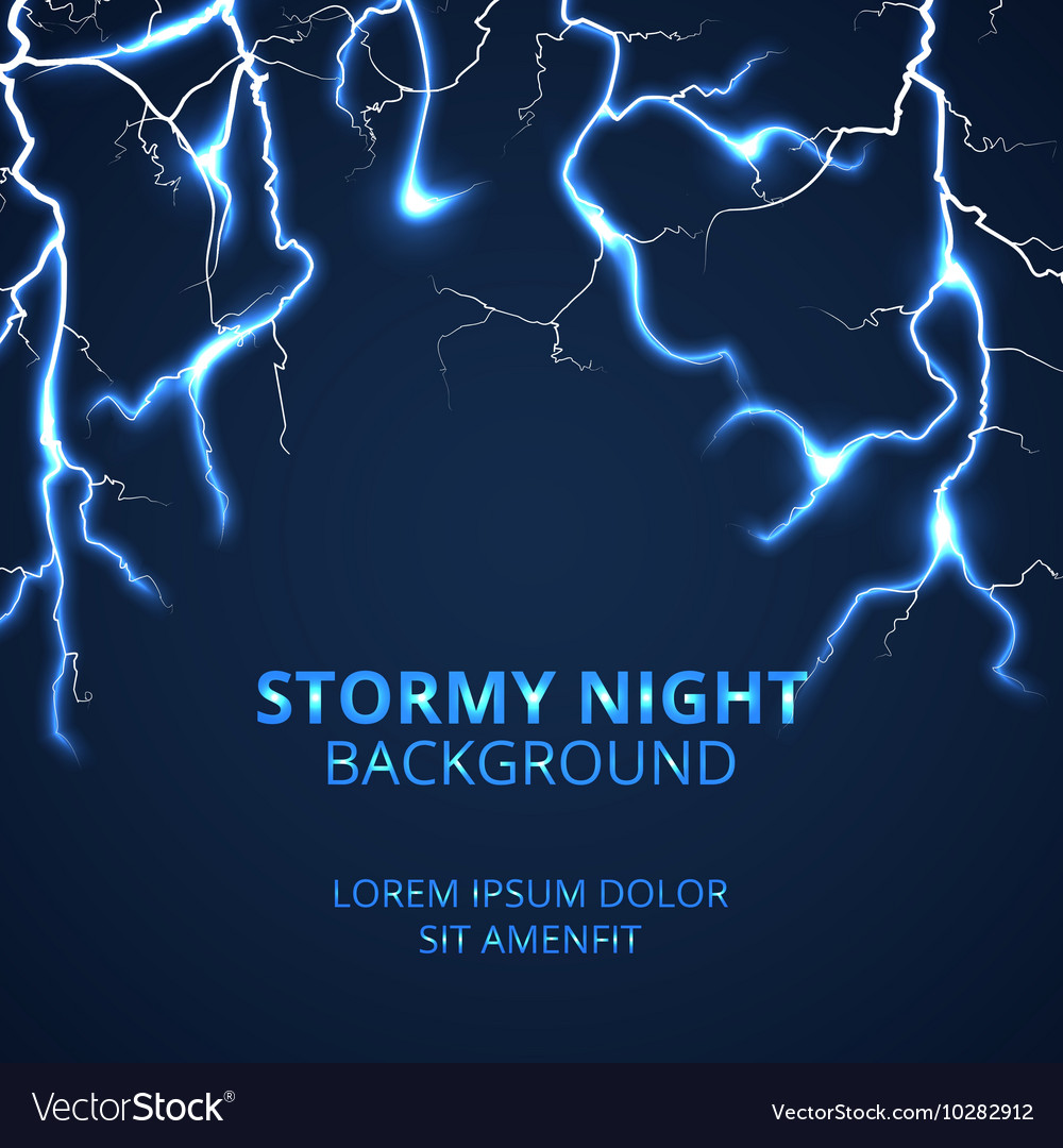 Stormy Night With Striking Lightnings Background Vector Image