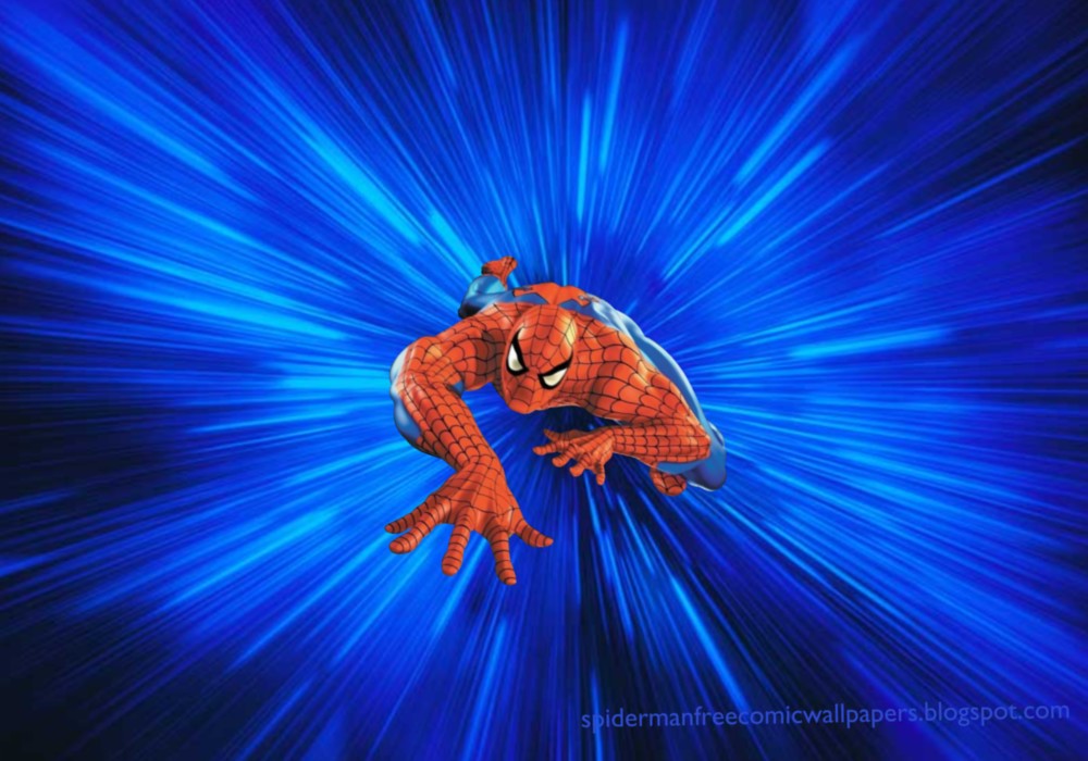 Desktop Wallpaper of Spiderman Wallpaper Super Hero Climbing in Blue