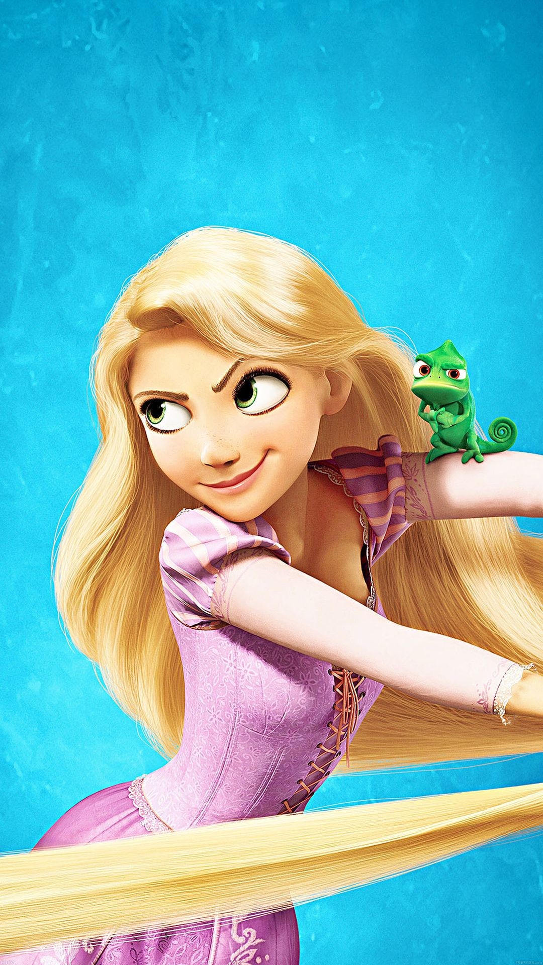 Rapunzel from Disney's Tangled with Pascal the Chameleon