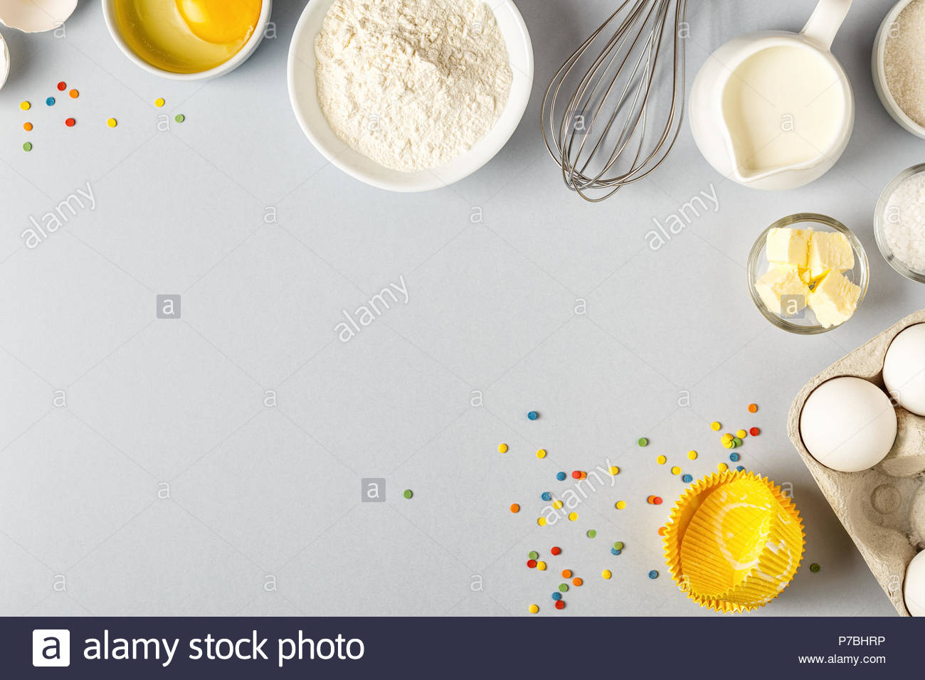 Background With Ingredients For Cooking Baking Flat Lay Top