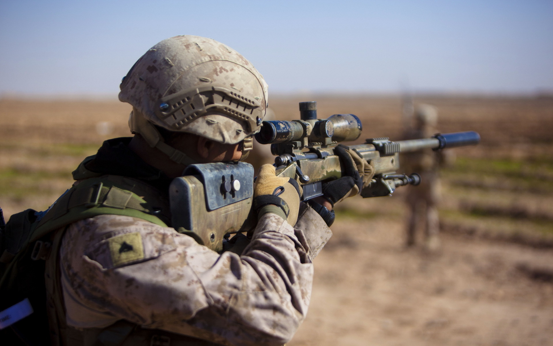Wallpaper United States Marine Corps Soldiers Weapons Men