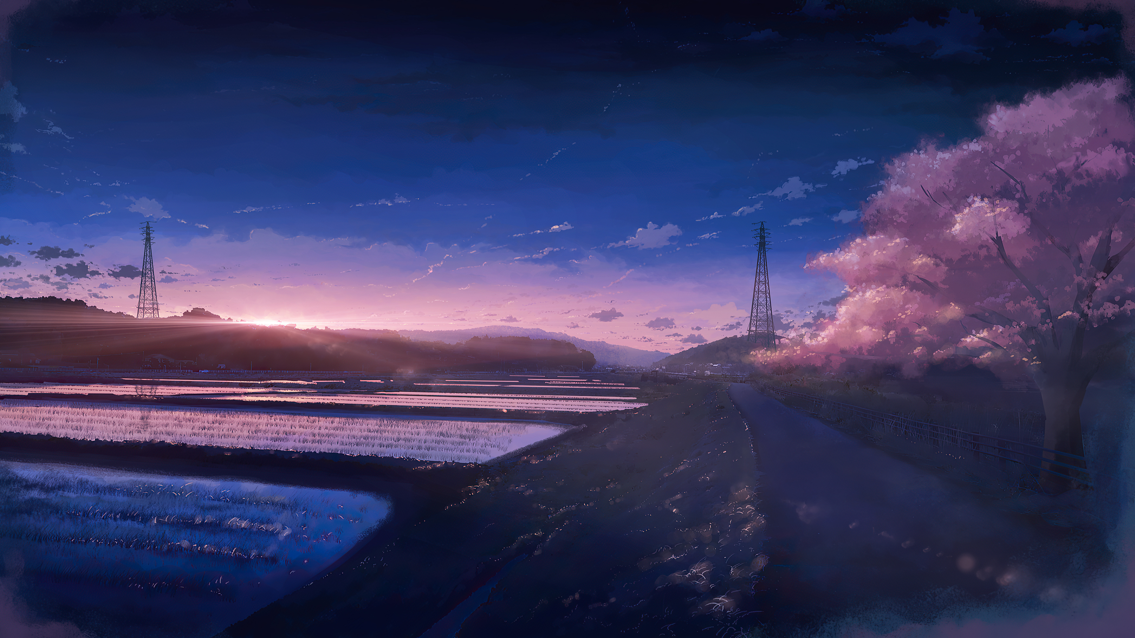 Anime Scenery Field 4k HD Wallpaper Image