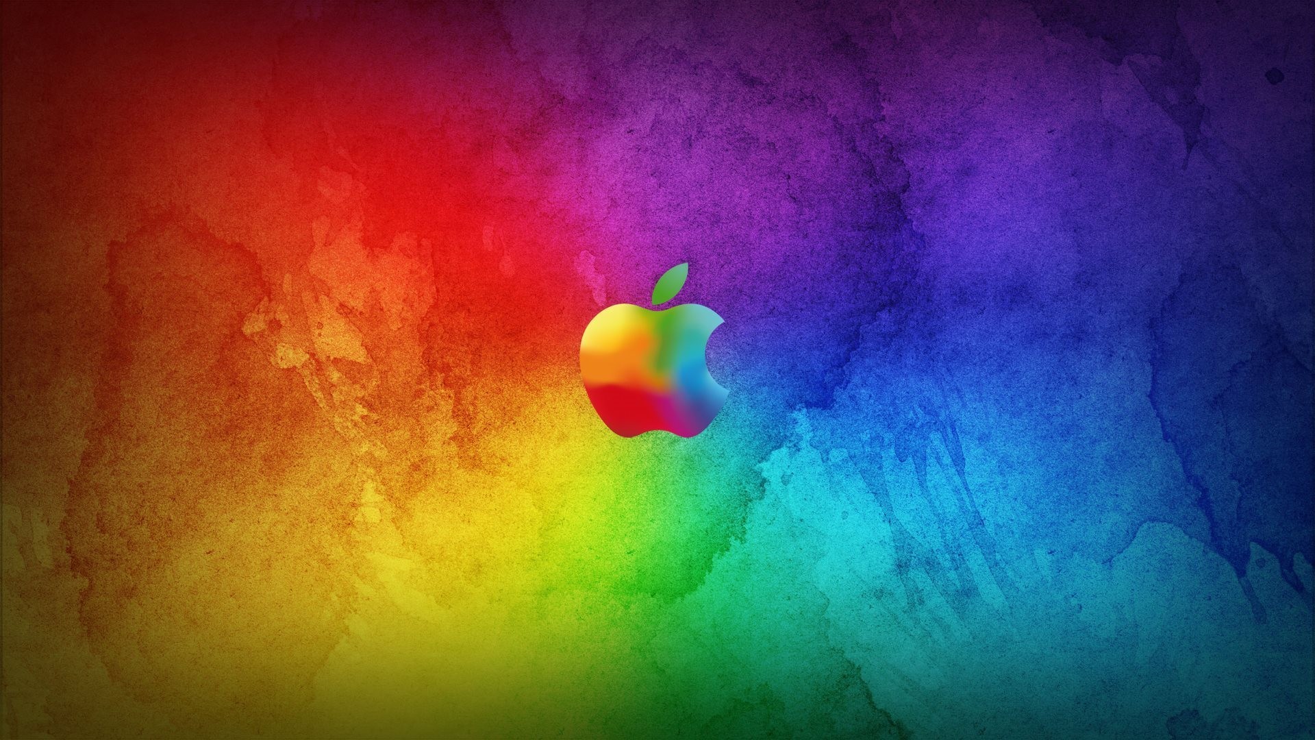 Rainbow Apple Logo on Watercolor Background