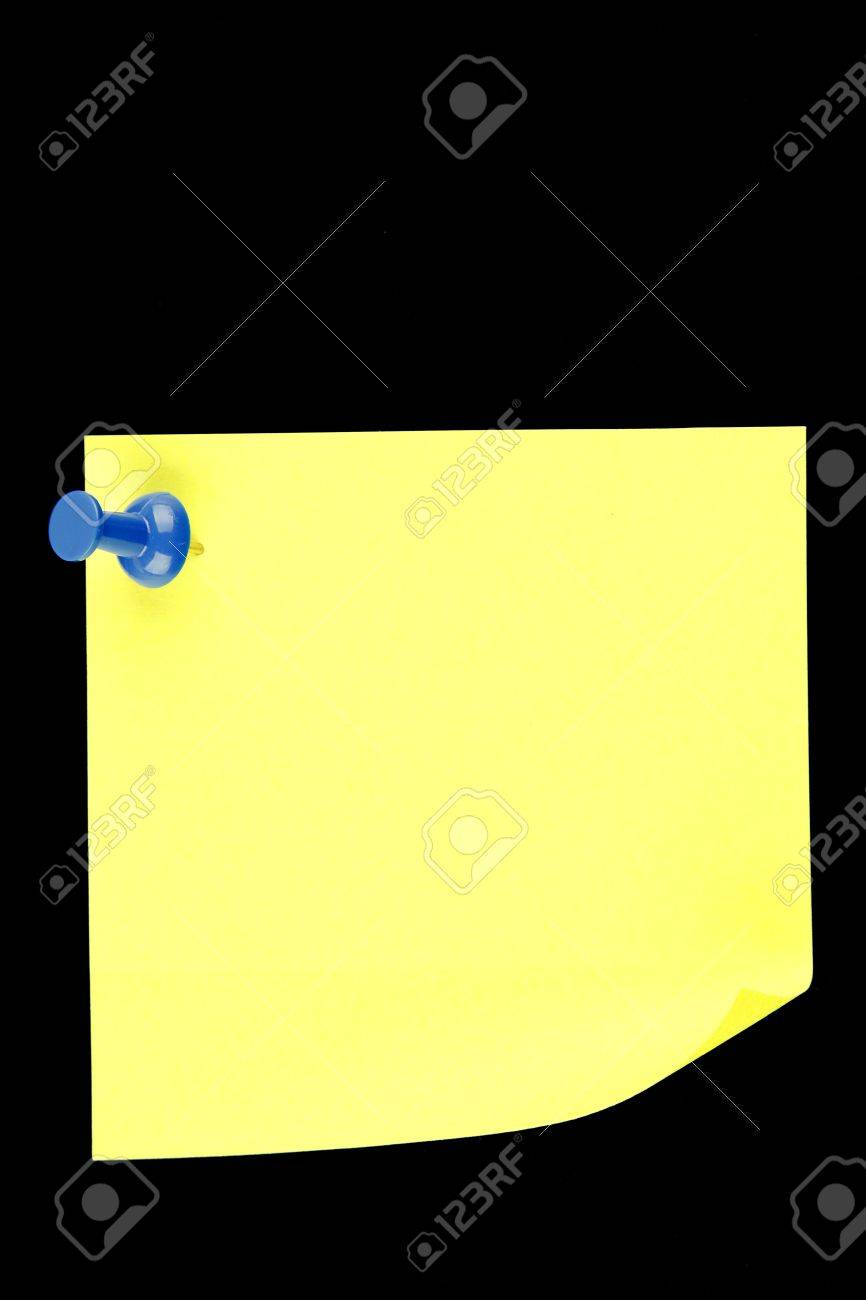 Note Paper Pinned To Black Background Stock Photo Picture And