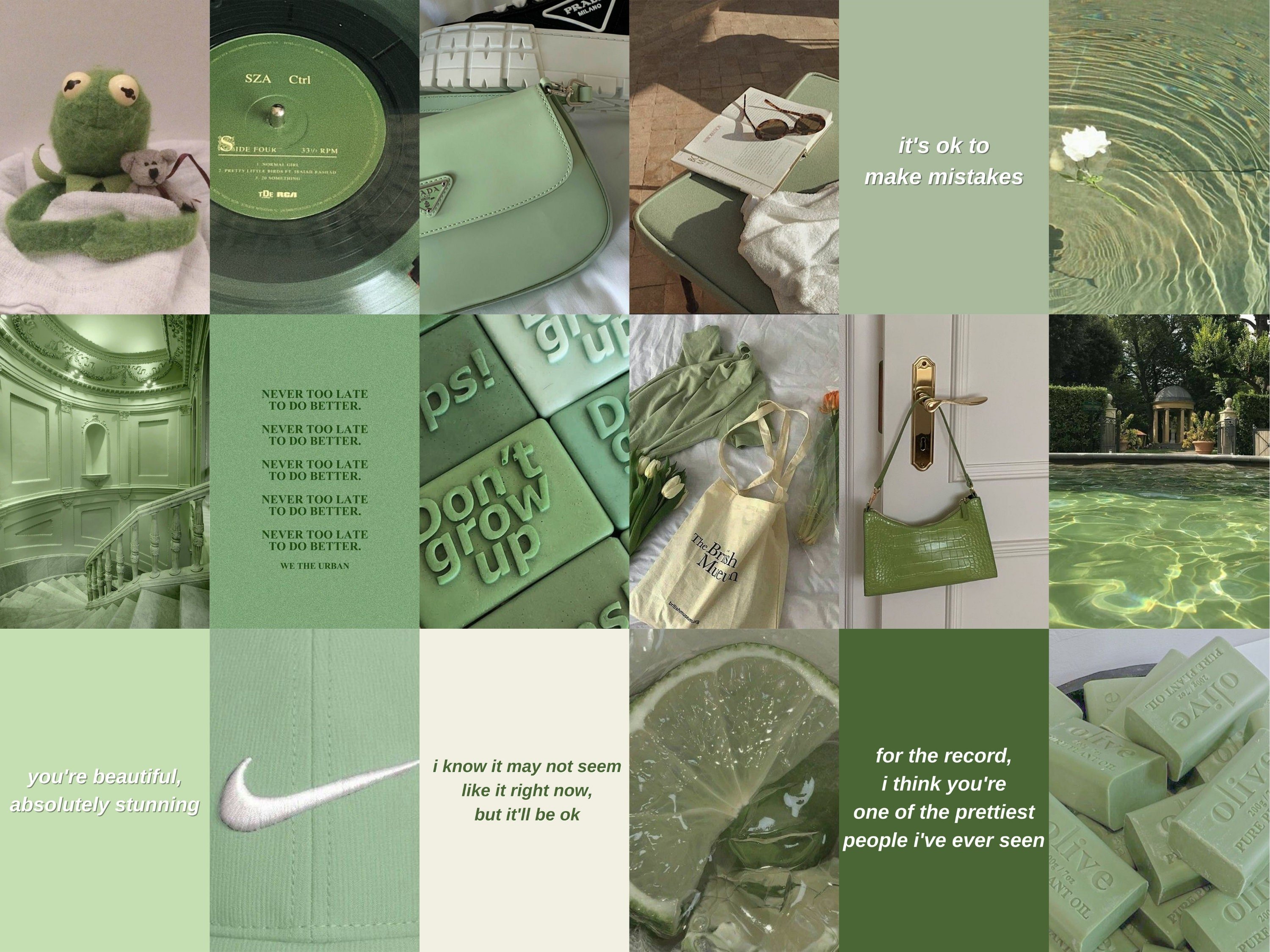 50 Sage Green Wall Collage Kit Aesthetic Sage Green Photo Etsy