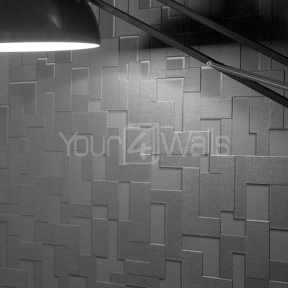 Brick Wallpaper 3d Block Effect Black Colour Image