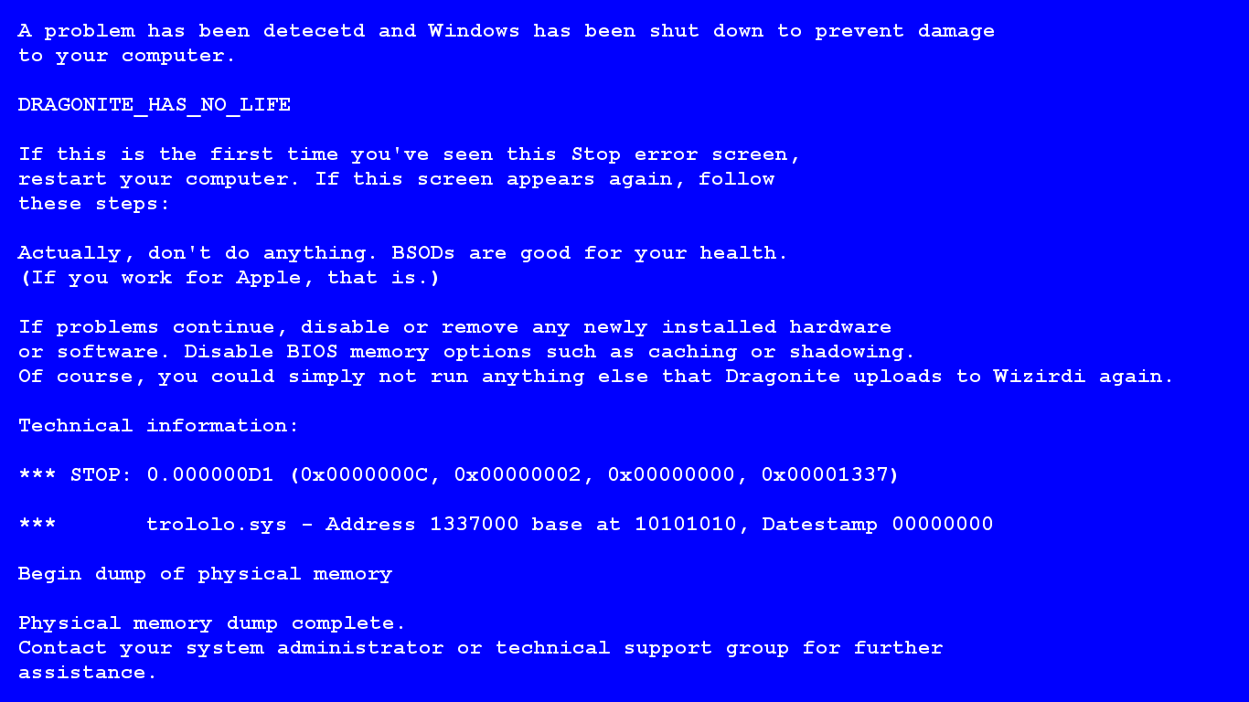 Fake Blue Screen Of Death By Dimenticare