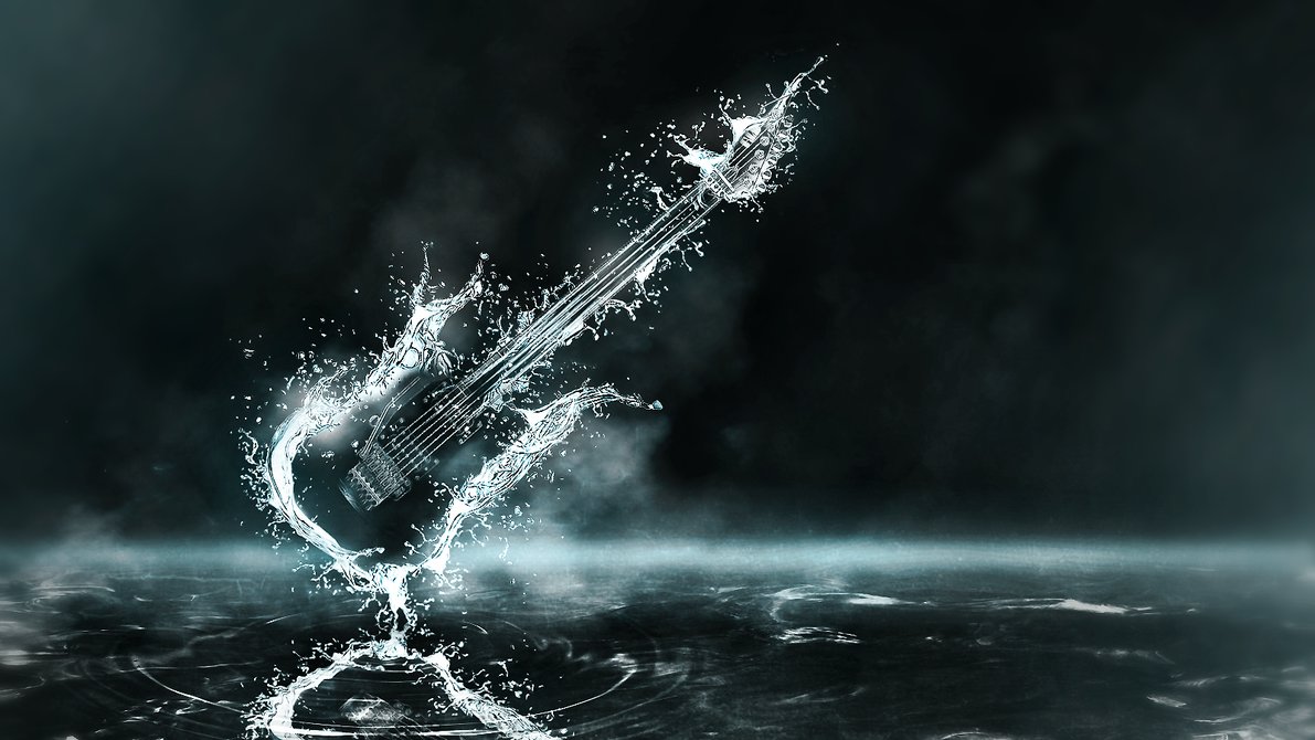 Awesome Guitar Drop Water Wallpaper HD With