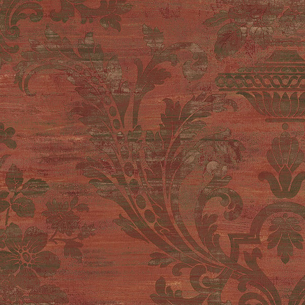 Large Scale Damask in Burgandy   CH22559   Traditional   Wallpaper