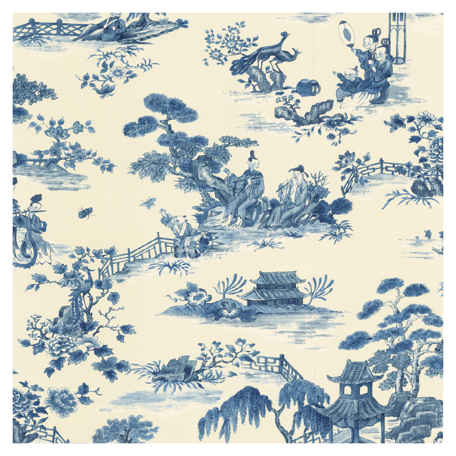 [48+] Blue Toile Wallpaper & Fabric | WallpaperSafari.com