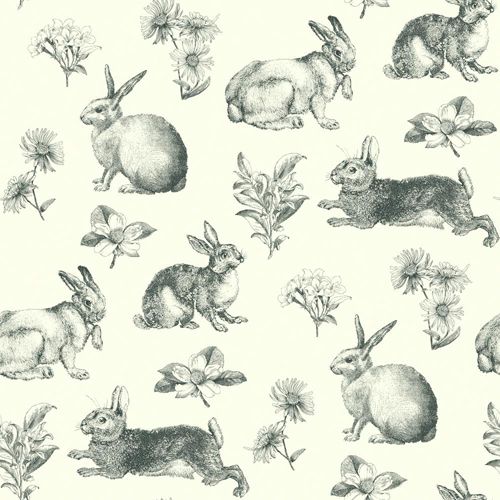 Inspired By Color Black And White Bunny Toile Wallpaper York Wallcove
