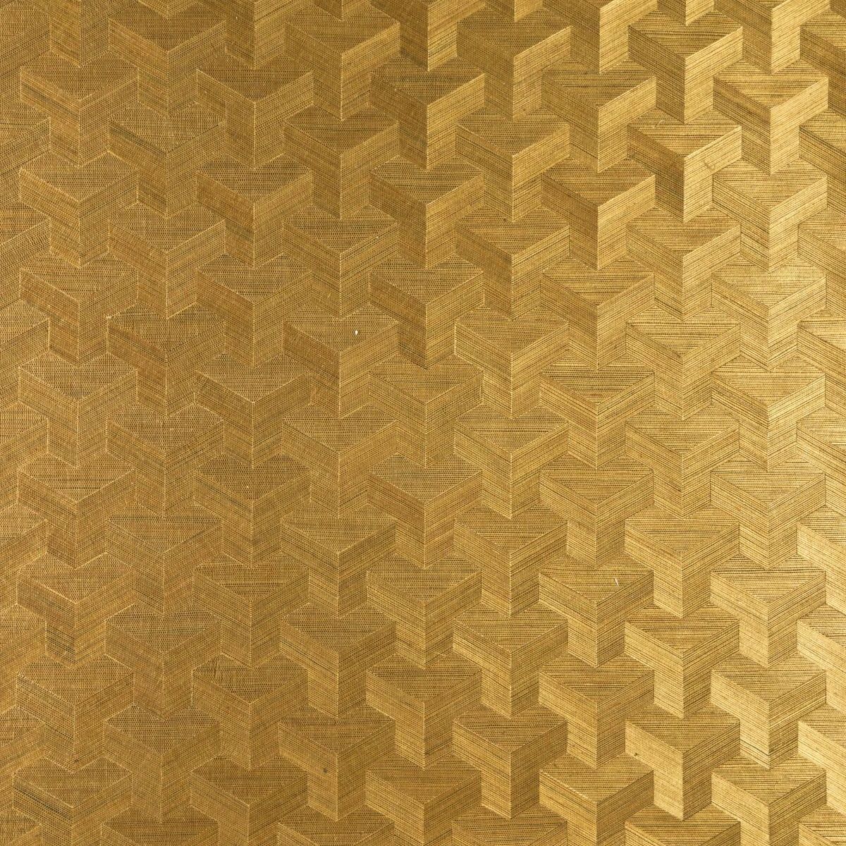 Gold Art Deco Wallpaper Non Woven Sisal Cube