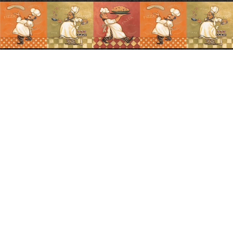 Fat chef kitchen wall sticker glossy cut out border 7 to 10.5 inch 