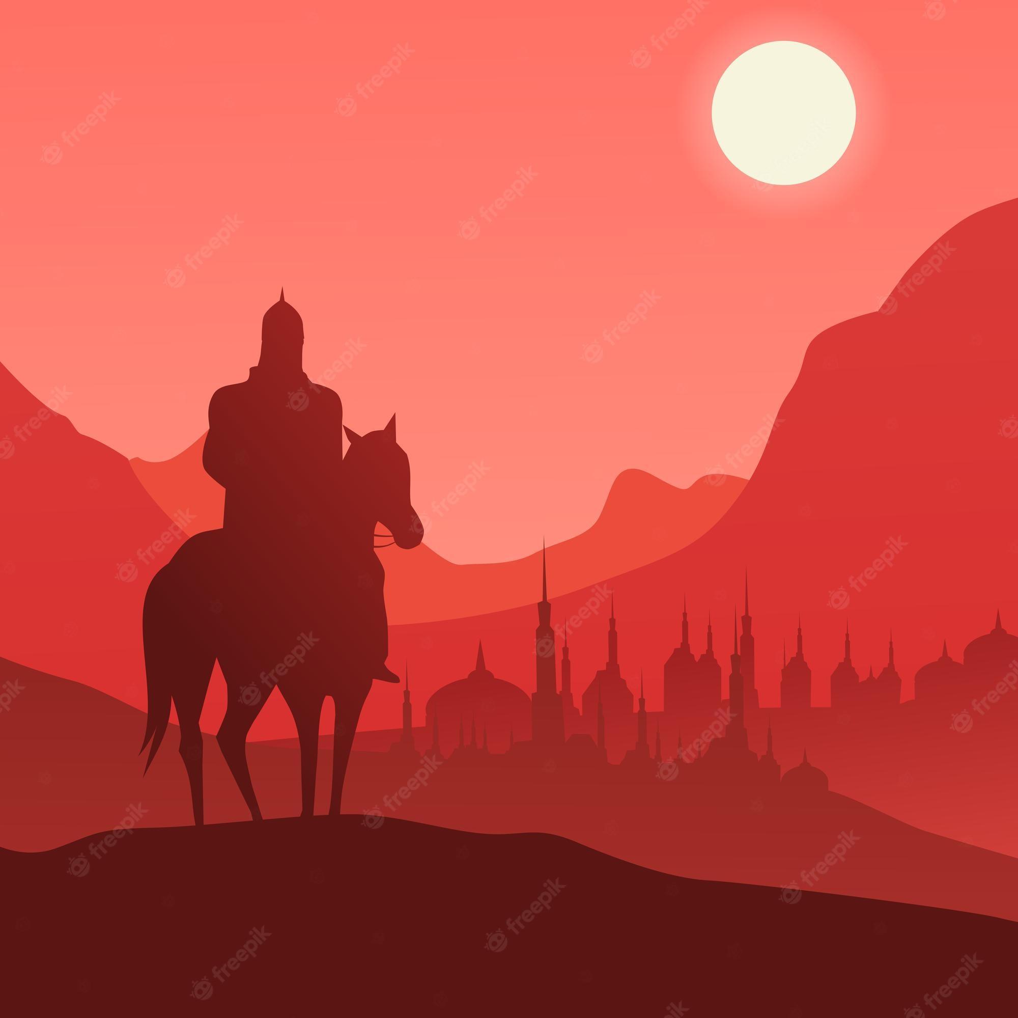 Premium Vector Arabian Knight Horse In Silhouette Concept With
