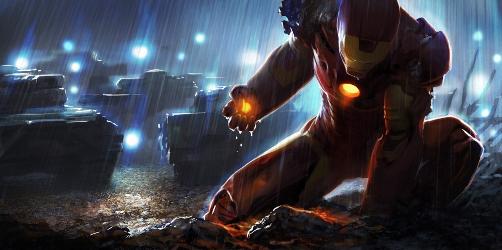 Iron Man Ic Marvel Heroes Superhero Raining Tanks HD Wallpaper
