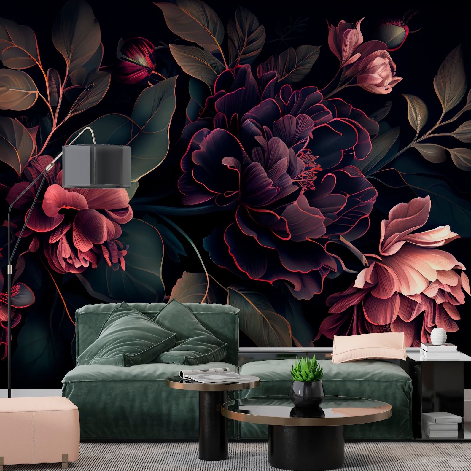 Dark Floral Wallpaper Botanical Flowers