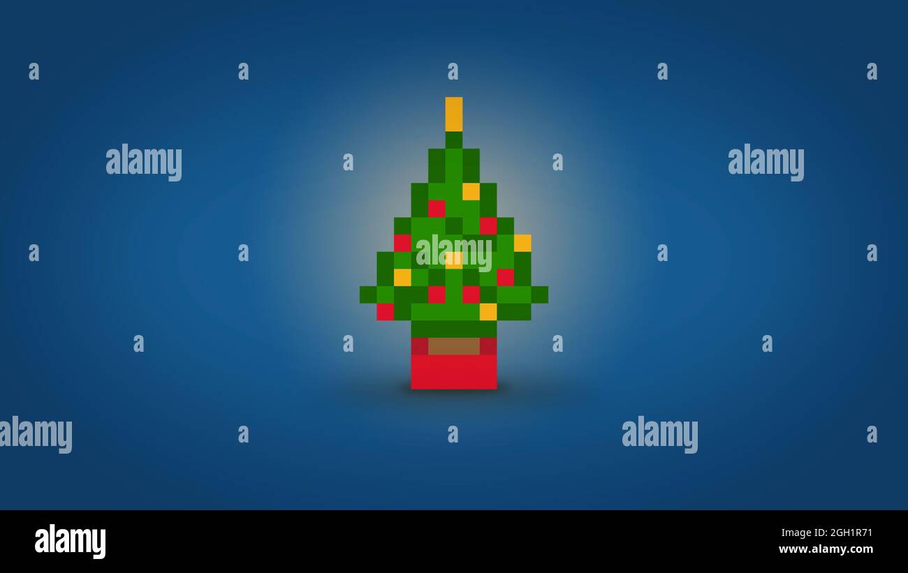 Cute Pixel Bit Christmas Tree Background High Res Wallpaper