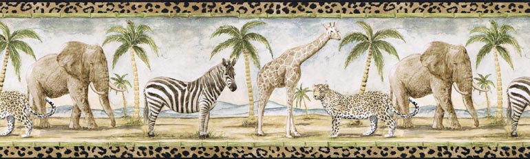 Leopard Zebra Elephant Safari Animals Wallpaper Border PT24028B eBay