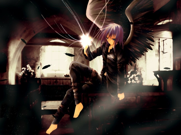 dark anime angel boy