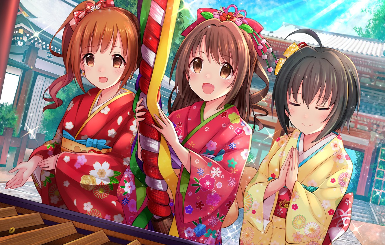 HD desktop wallpaper: Anime, Night, Fireworks, Original, Festival, Yukata  download free picture #906473
