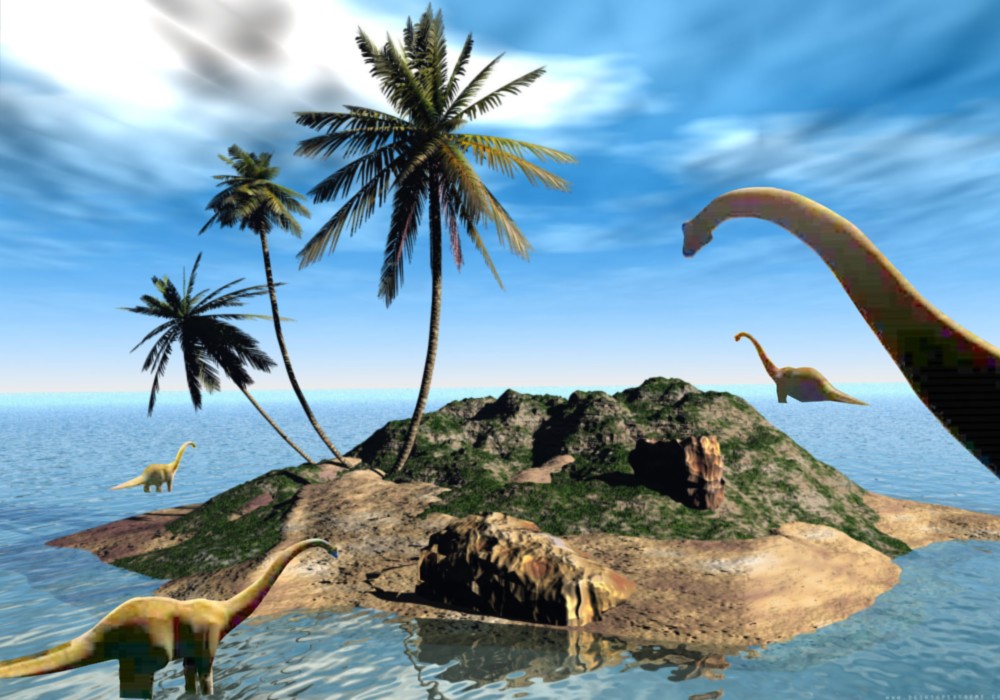 Dinosaurs Free Wallpapers Brachiosaurus Family in 3D Island background