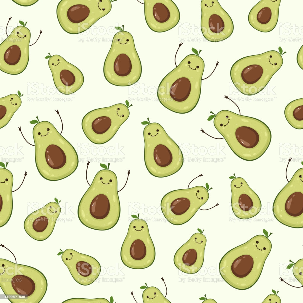 Seamless Background With Happy Avocado Stock Illustration