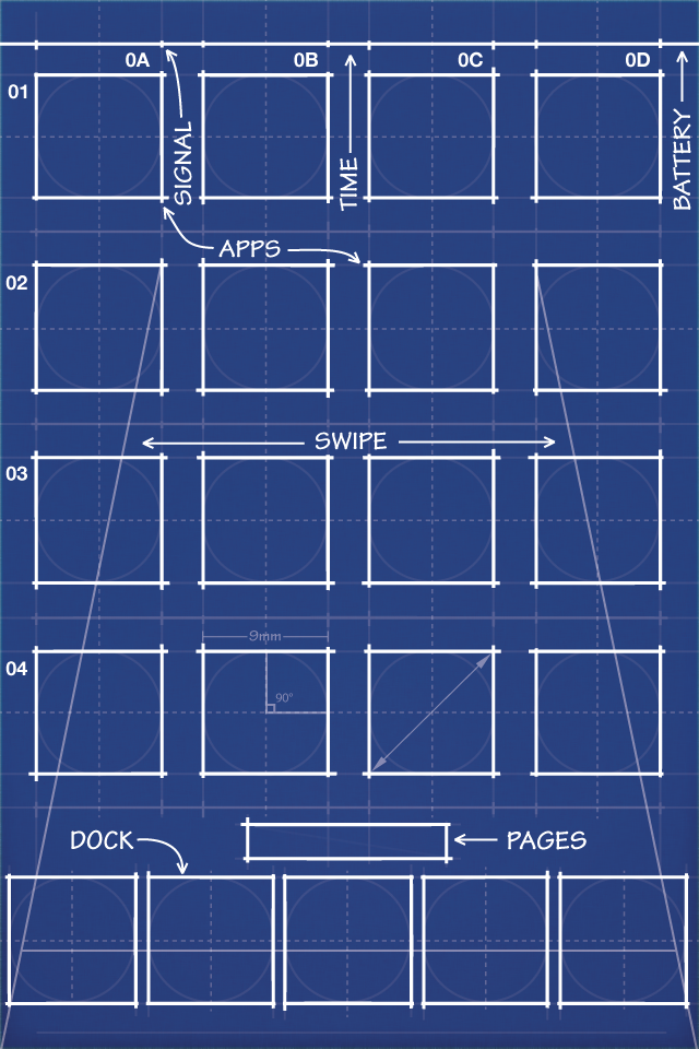 iPhone 4s Blueprint Wallpaper Icon Dock By Mrdude42