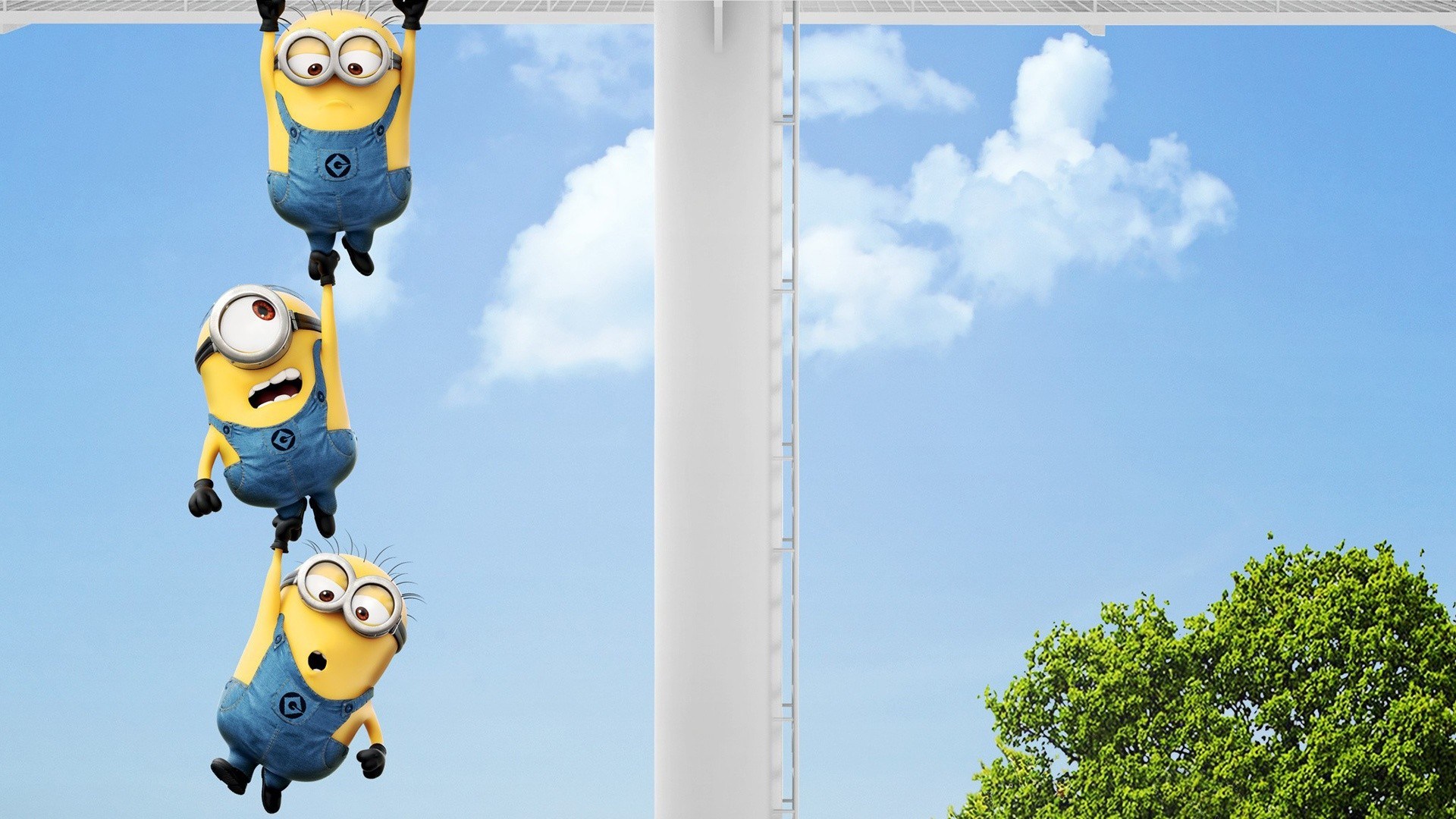 Minions Hanging On Funny Desktop Wallpaper