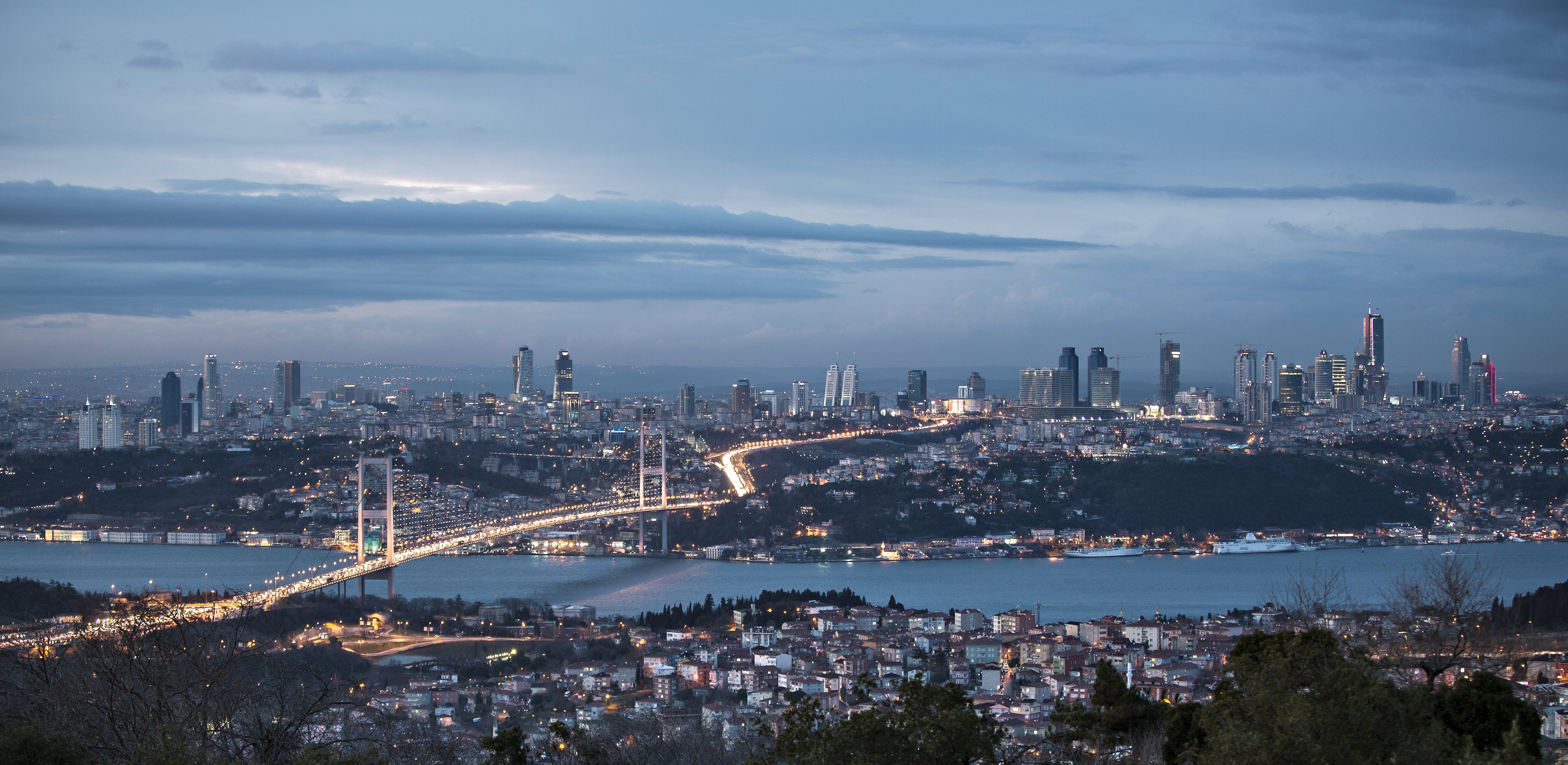 Bosphorus And Bridge At Night 4k Ultra HD Wallpaper Background