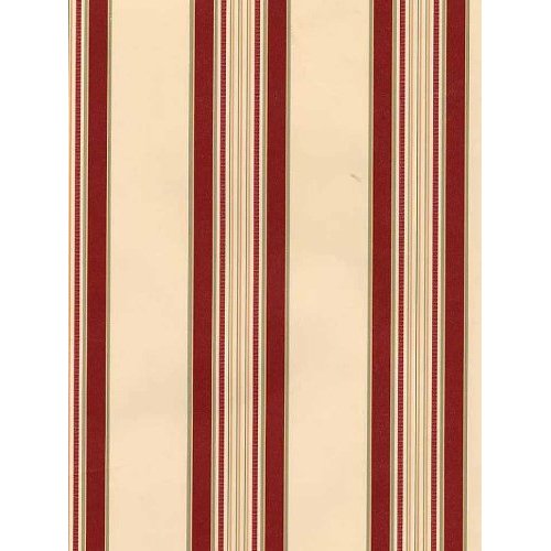 Wallpaper Waverly Classic Stripe Red Cream With Sage Green Pin Strip