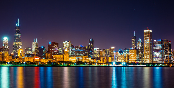 Chicago Night Skyline Stock Footage Videohive