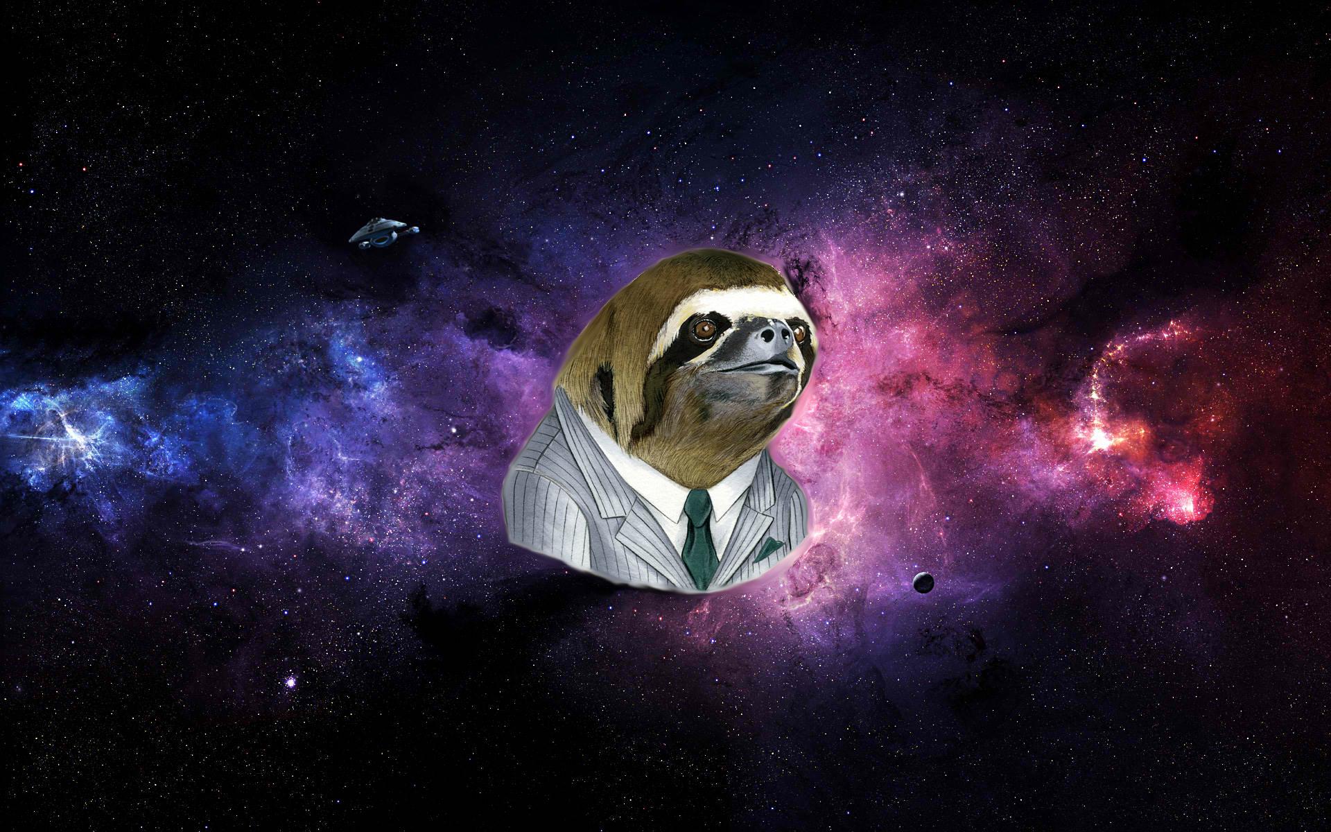 Sloth With Sunglasses In Space A Wallpaper Made
