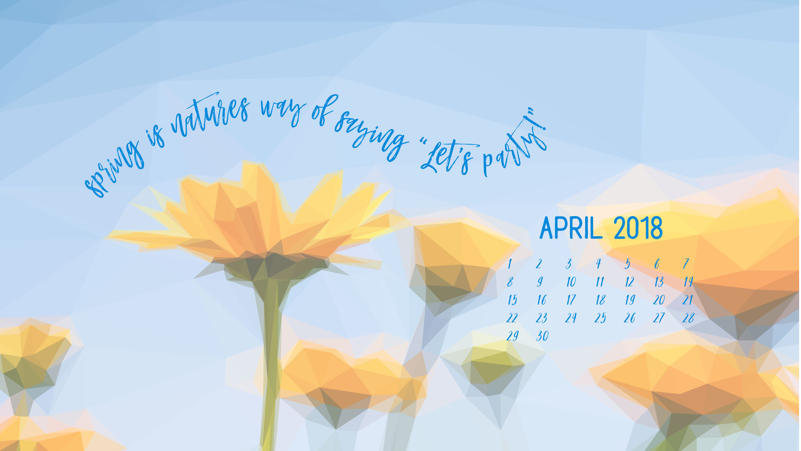 Geometric Daffodils April Digital Wallpapers 2560x1440