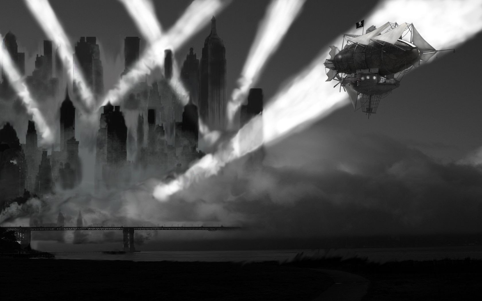 Science Fiction Wallpaper Airship City