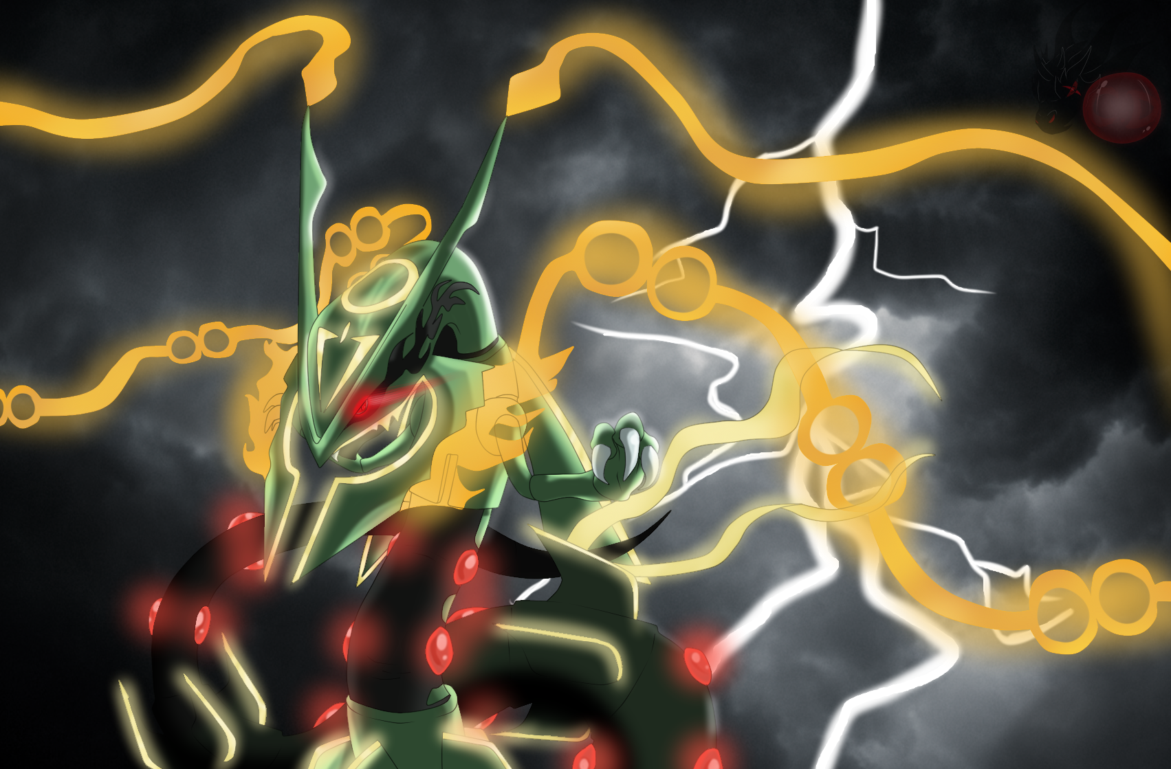 Mega Rayquaza Let The Lighting Strike By Colordrake