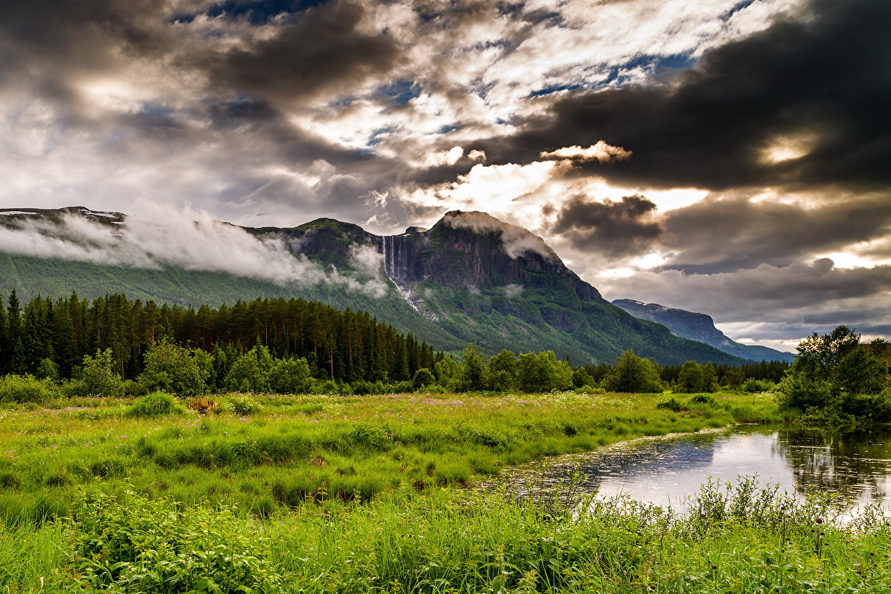 Photo Norway Hemsedal Nature Mountain Scenery Grass Clouds