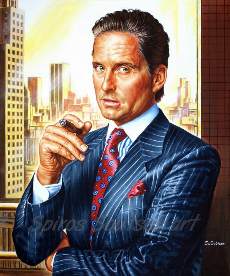 Gordon Gekko Painting Michael Douglas Portrait Wall Street Movie