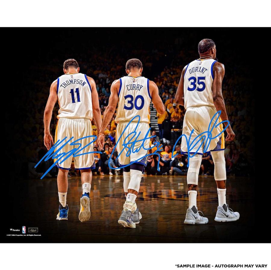 Autographed Golden State Warriors Stephen Curry Klay Thompson