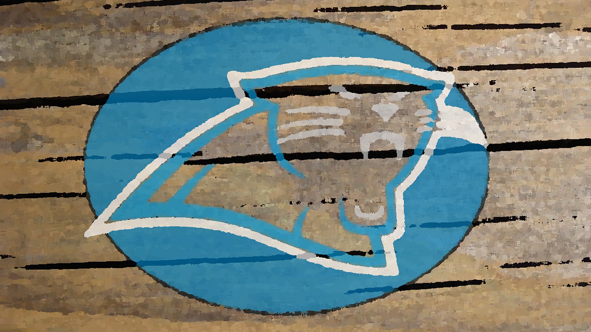 carolina panthers logo painted on wood