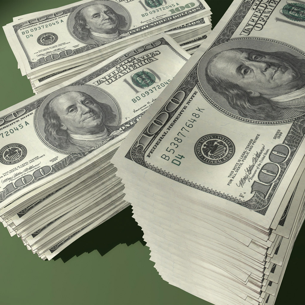 US 100 Dollar Bill Banknotes iPad Wallpaper Background 1024x1024