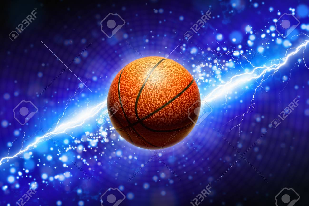 Abstract Sports Background Basketball And Powerful Blue