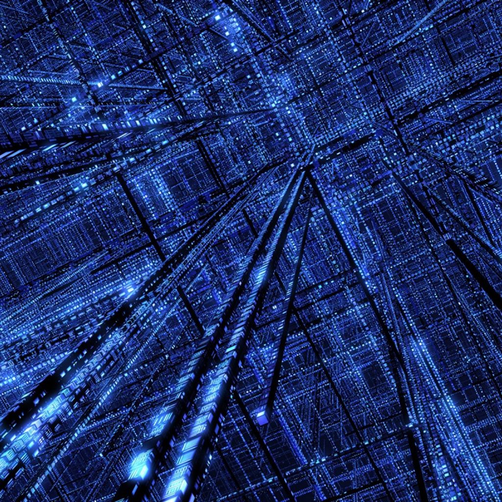 3d Shiny Blue Silicon Dark Retina iPad Air Wallpaper