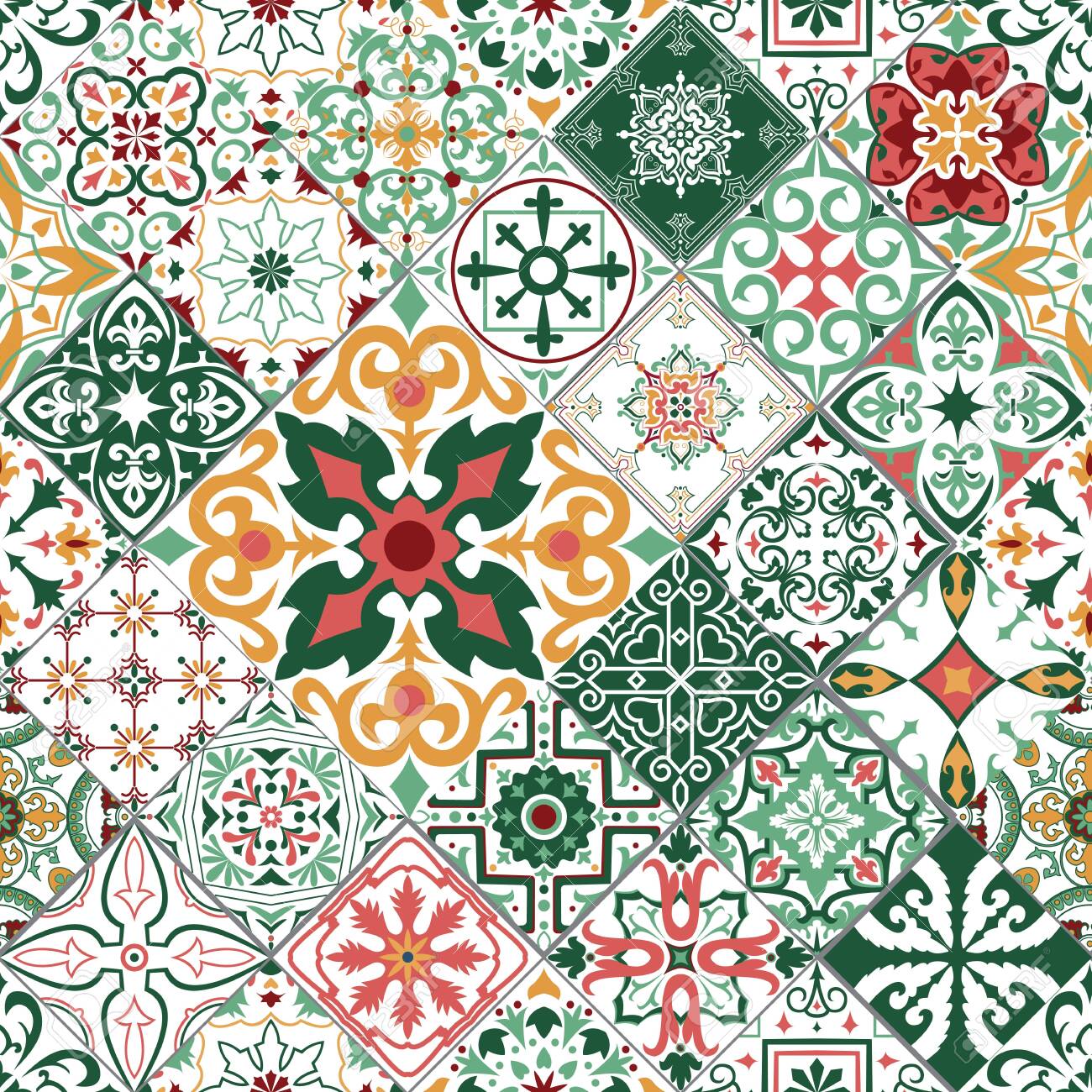 Vector Seamless Tiles Background In Portuguese Spanish Italian