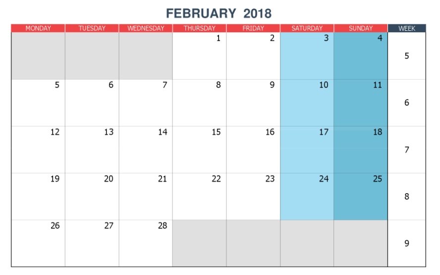 February HD Calendar